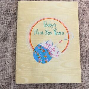 Vintage Yellow 1972 Fabric Covered Baby’s First 6 Years Book Whimsical Baby Book